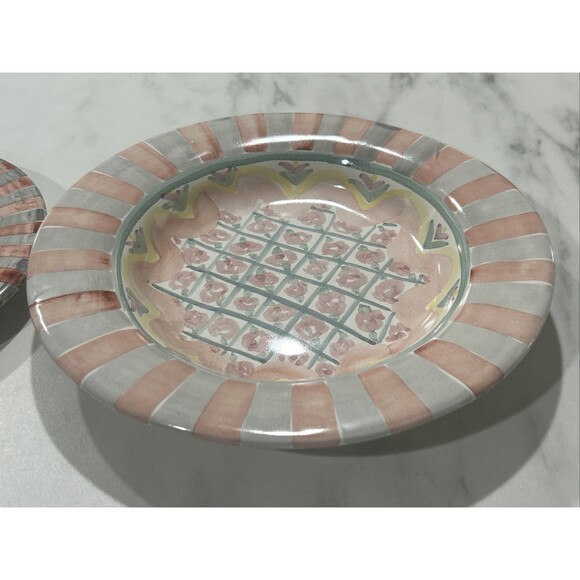 Vintage Mackenzie-Childs Rose Cottage Wide Rim Bowl & 7” Plate Garden Party Lux - Picture 2 of 6